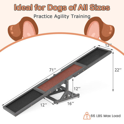Wooden Dog Agility Seesaw Dog Outdoor Run Game Toy for Obstacle Courses-White W2B