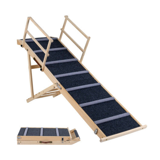 6-level Height Adjustable Foldable Dog Ramp for High Bed Couch-Dark Gray W2B