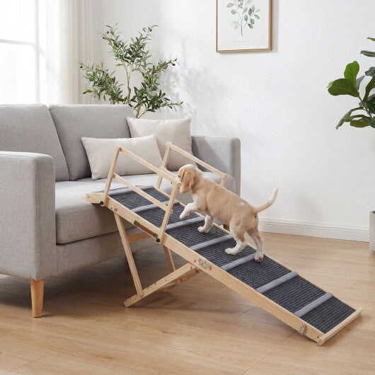 6-level Height Adjustable Foldable Dog Ramp for High Bed Couch-Dark Gray W2B