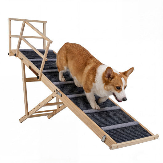 6-level Height Adjustable Foldable Dog Ramp for High Bed Couch-Dark Gray W2B