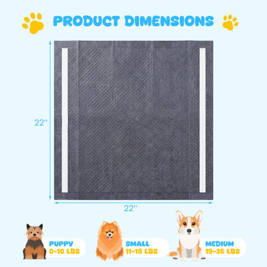 24" x 24" Charcoal?Dog Pee Pads 6-Layer for Dogs-Black W2B