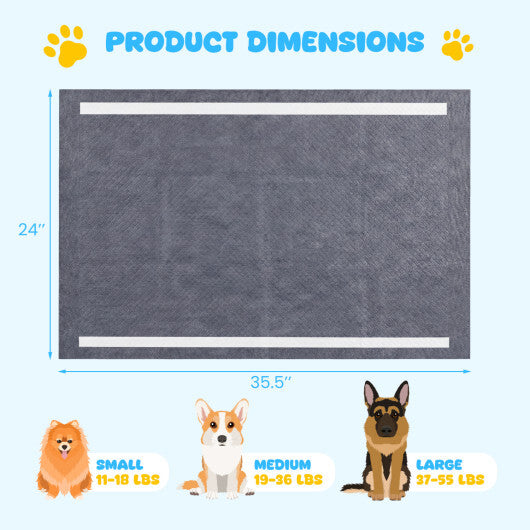35.5" x 24" Charcoal?Dog Pee Pads 6-Layer for Dogs-Black W2B