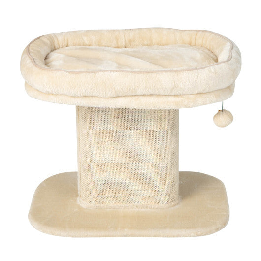 Modern Cat Tree Tower with Large Plush Perch and Sisal Scratching Plate-Gray