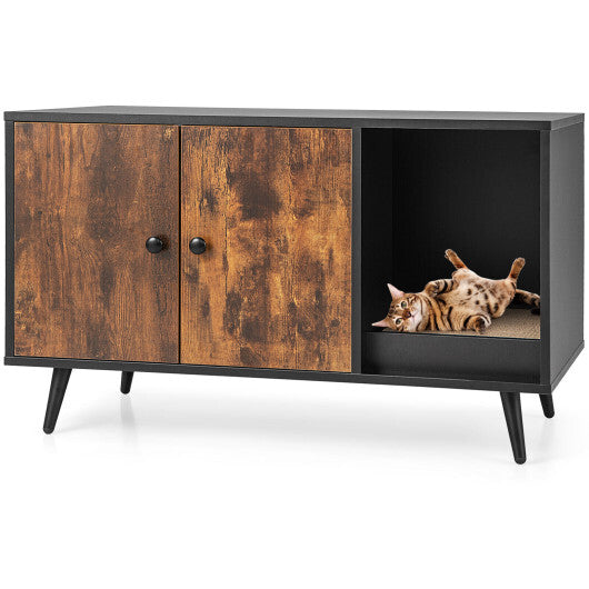 Cat Litter Box Enclosure with Double Door Cabinet W2B