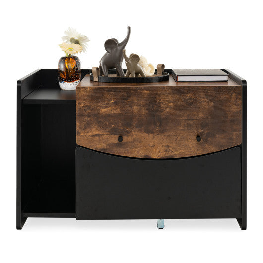 Cat Litter Box Enclosure with Pull-out Drawer-Black W2B