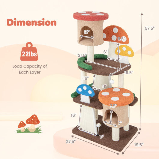 4-In-1 Cat Tree with 2 Condos and Platforms for Indoors-Multicolor W2B