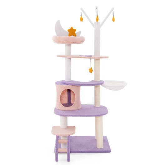 Multi-level Cat Tower with Sisal Covered Scratching Posts-M W2B