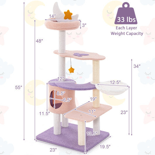 Multi-level Cat Tower with Sisal Covered Scratching Posts-M W2B