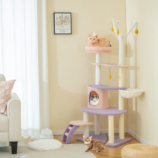 Multi-level Cat Tower with Sisal Covered Scratching Posts-M W2B