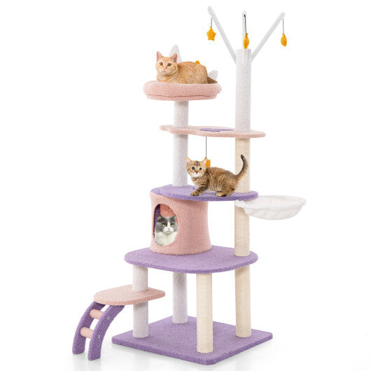Multi-level Cat Tower with Sisal Covered Scratching Posts-M W2B