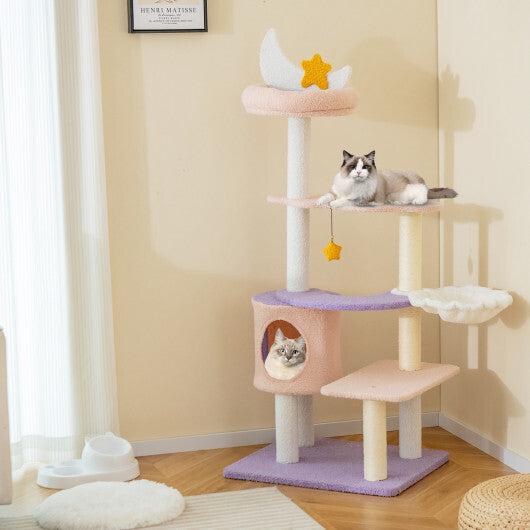 Multi-level Cat Tower with Sisal Covered Scratching Posts-M W2B