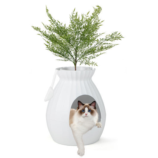 Smart Plant Cat Litter Box with Electronic Odor Removal and Sterilization-White W2B