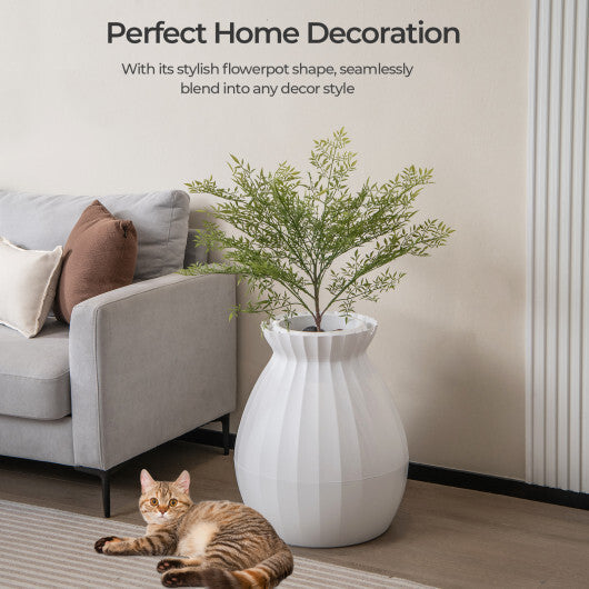 Smart Plant Cat Litter Box with Electronic Odor Removal and Sterilization-White W2B