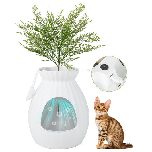 Smart Plant Cat Litter Box with Electronic Odor Removal and Sterilization-White W2B