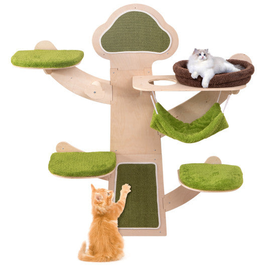 Wall-Mounted Cat Tower Cat Wall Shelves Furniture with Bed-Green W2B