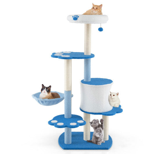 54 Inches Tall Modern Cat Tree Tower for Indoor Cats-Blue W2B