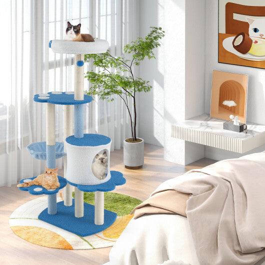 54 Inches Tall Modern Cat Tree Tower for Indoor Cats-Blue W2B