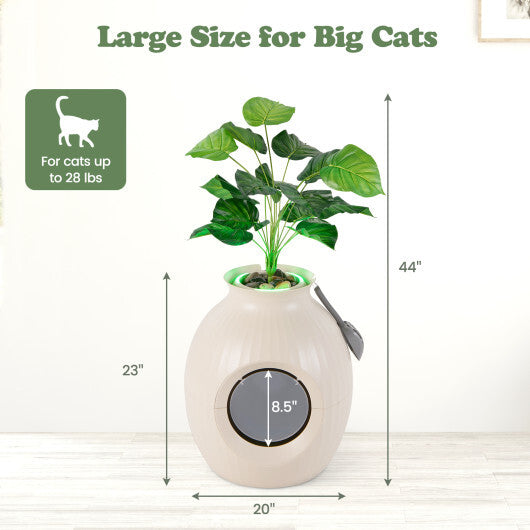 Smart Plant Cat Litter Box with Electronic Odor Removal & Sterilization-Beige W2B