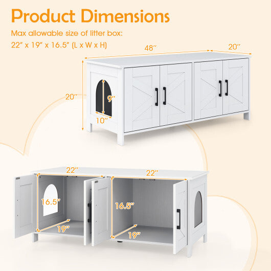 Cat Litter Box Enclosure for 2 Cats Modern Kitty Litter Box Furniture Hidden-Oak