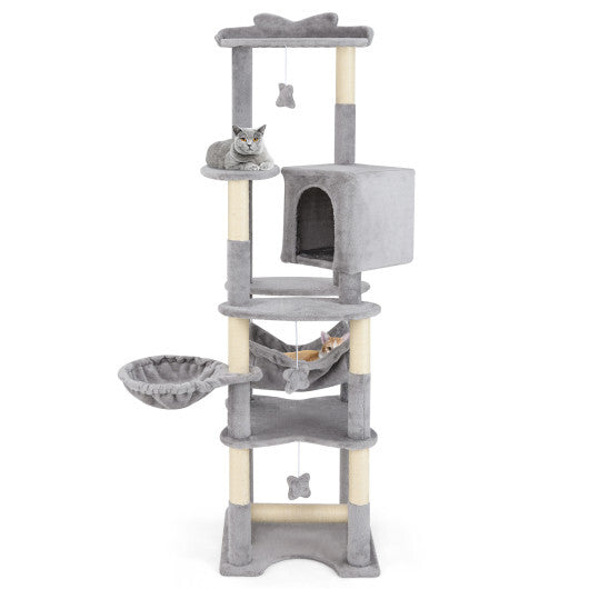 69 Inch Multi-level Cat Tree with Top Perch and Cozy Condo W2B
