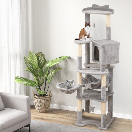 69 Inch Multi-level Cat Tree with Top Perch and Cozy Condo W2B