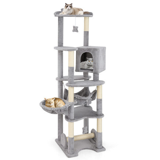 69 Inch Multi-level Cat Tree with Top Perch and Cozy Condo W2B