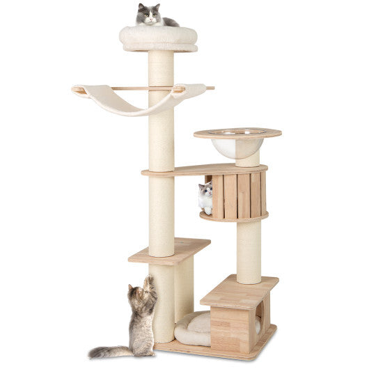 69 Inches Tall Cat Tree with Cozy Top Perch and Washable Plush Cushions W2B