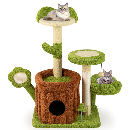 Cute Cat Tree Indoor Pet Jungle Activity Center-Green