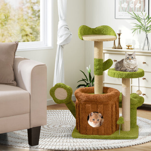 Cute Cat Tree Indoor Pet Jungle Activity Center-Green - Color: Green W2B