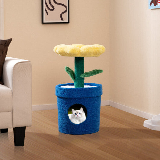 Cute Cat Tree with Flower Padded Perch for Indoor Cats-Red W2B