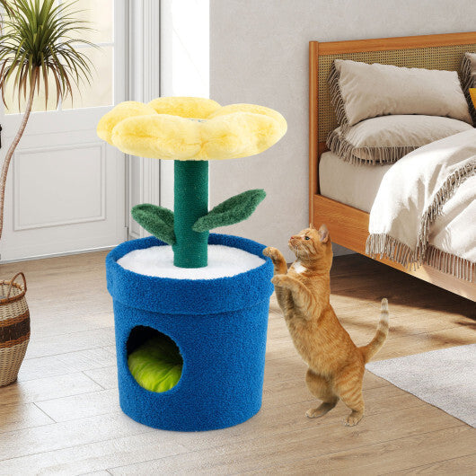 Cute Cat Tree with Flower Padded Perch for Indoor Cats-Red W2B
