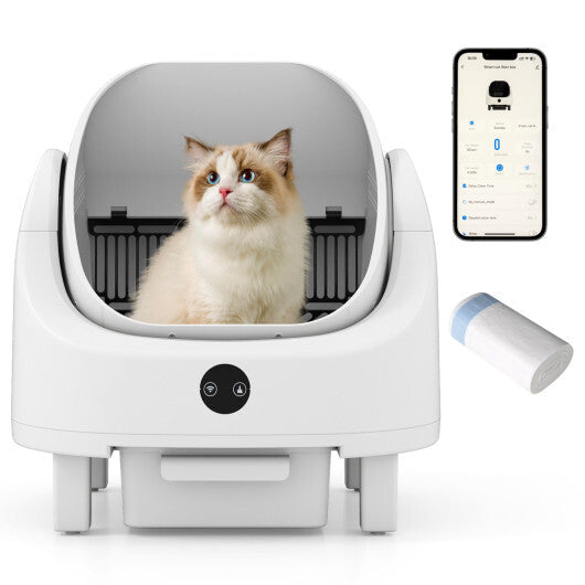 Self-Cleaning Open-Top Cat Litter Box with APP Control for Multi-Cat W2B