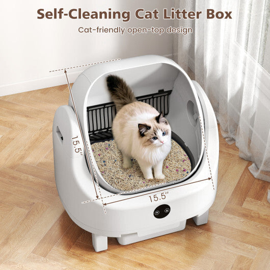 Self-Cleaning Open-Top Cat Litter Box with APP Control for Multi-Cat W2B