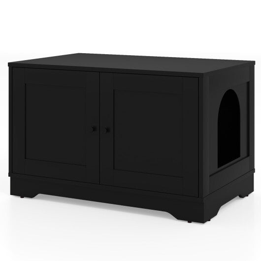 Cat Litter Box Enclosure Furniture Indoor Wooden Cat House End Side Table Nightstand-Brown W2B