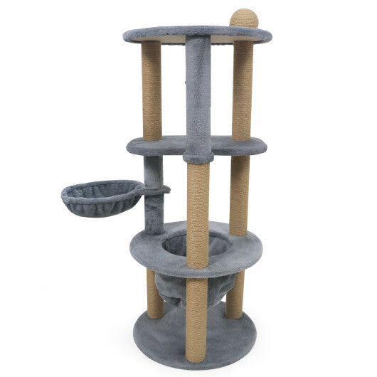 47 Inches Tall Cat Tower with Cat Nest and Scratching Posts-Gray W2B