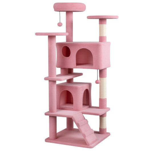 52 Inch Tall Cat Tree Tower for Indoor Cats-Pink W2B