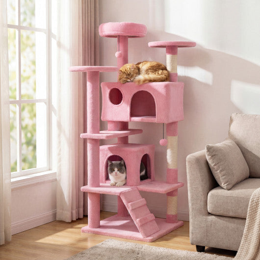 52 Inch Tall Cat Tree Tower for Indoor Cats-Pink W2B