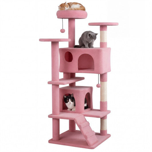 52 Inch Tall Cat Tree Tower for Indoor Cats-Pink W2B