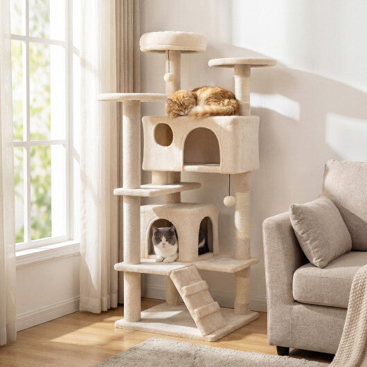 52 Inch Tall Cat Tree Tower for Indoor Cats-Pink W2B