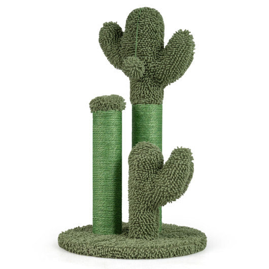 22 Inch Cactus Cat Scratching Post with Natural Sisal Rope-Green W2B