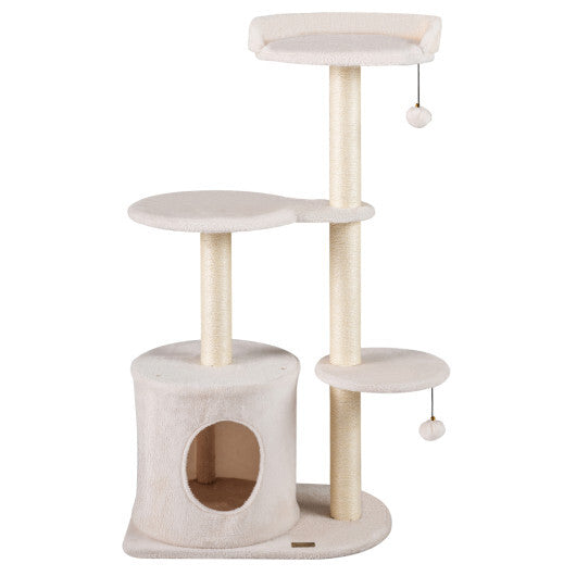 43" Cat Tree for Indoor Cats with Comfy Plush Perches and Sisal Scratching Posts-Gray W2B