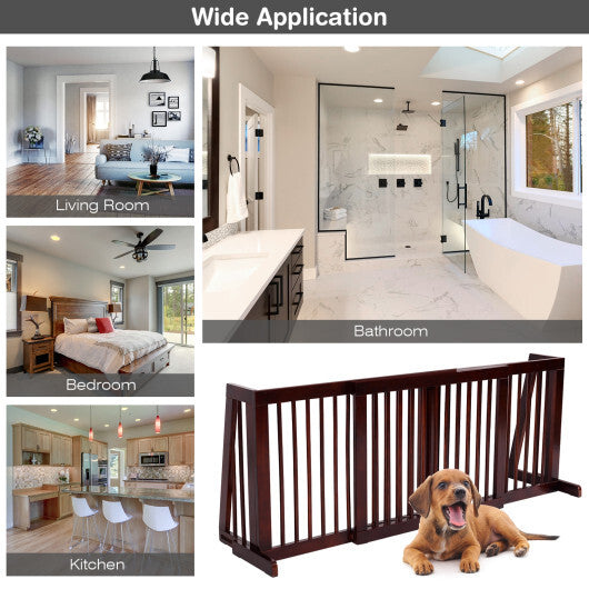 Folding Adjustable Free Standing 3 Panel Wood Fence W2B