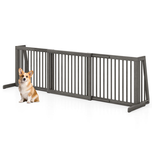 Folding Adjustable Free Standing 3 Panel Wood Fence W2B