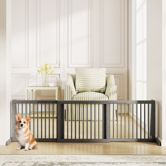 Folding Adjustable Free Standing 3 Panel Wood Fence W2B