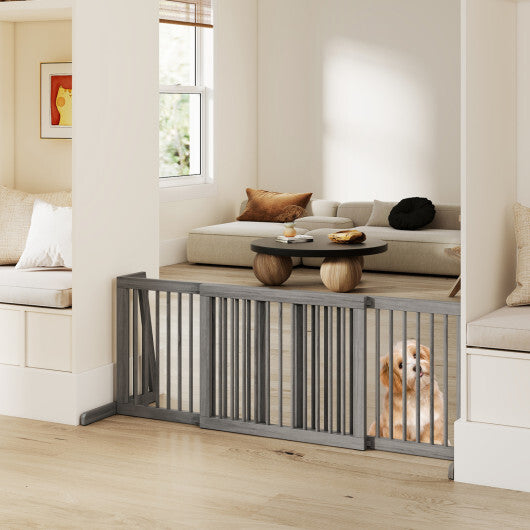 Folding Adjustable Free Standing 3 Panel Wood Fence W2B