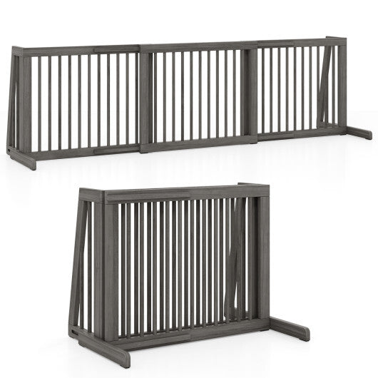 Folding Adjustable Free Standing 3 Panel Wood Fence W2B