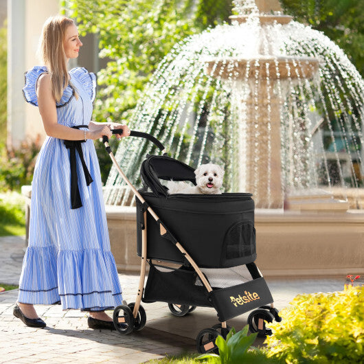 3-In-1 Pet Stroller with Removable Car Seat Carrier-Black W2B