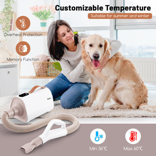 Dog Cat Hair Blower with Negative Ion Function and Adjustable Temperature W2B