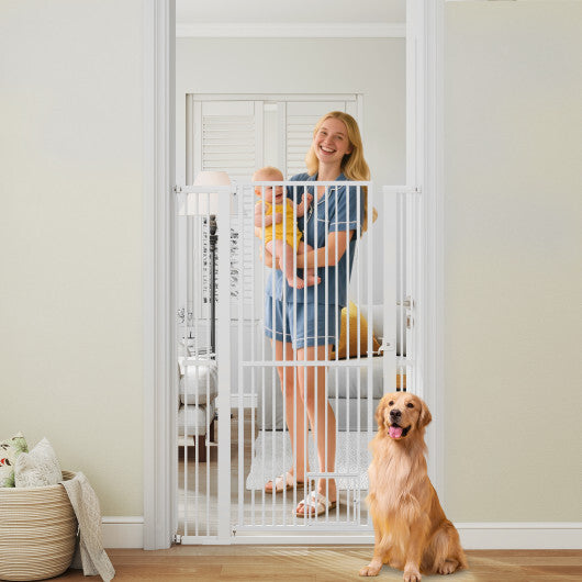 59" Extra Tall Pet Gate Heavy-Duty Metal Cat Gate with Wide Opening-White