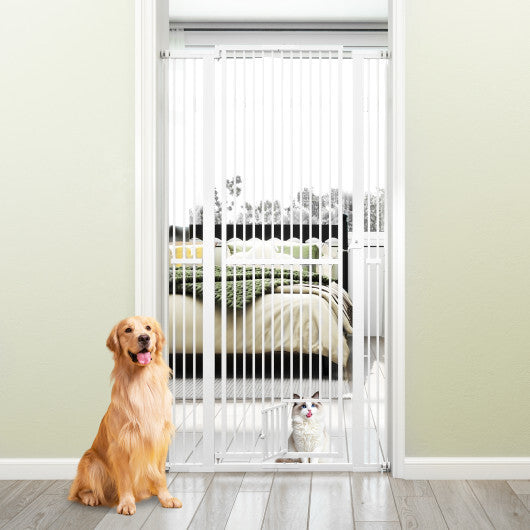 67.5" Extra Tall Pet Gate Heavy-Duty Metal Cat Gate with 30.5"-41" Wide Opening-White